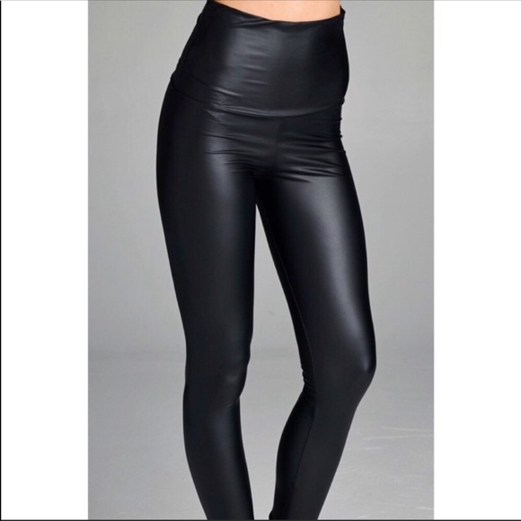 S-XL Avail! High Waisted Vegan Leather Leggings - Picture 2 of 7